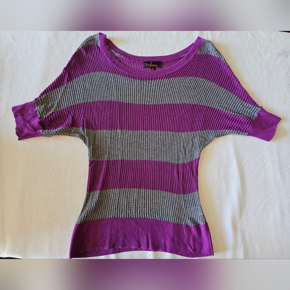 Takeout Purple and Gray Striped Sweater